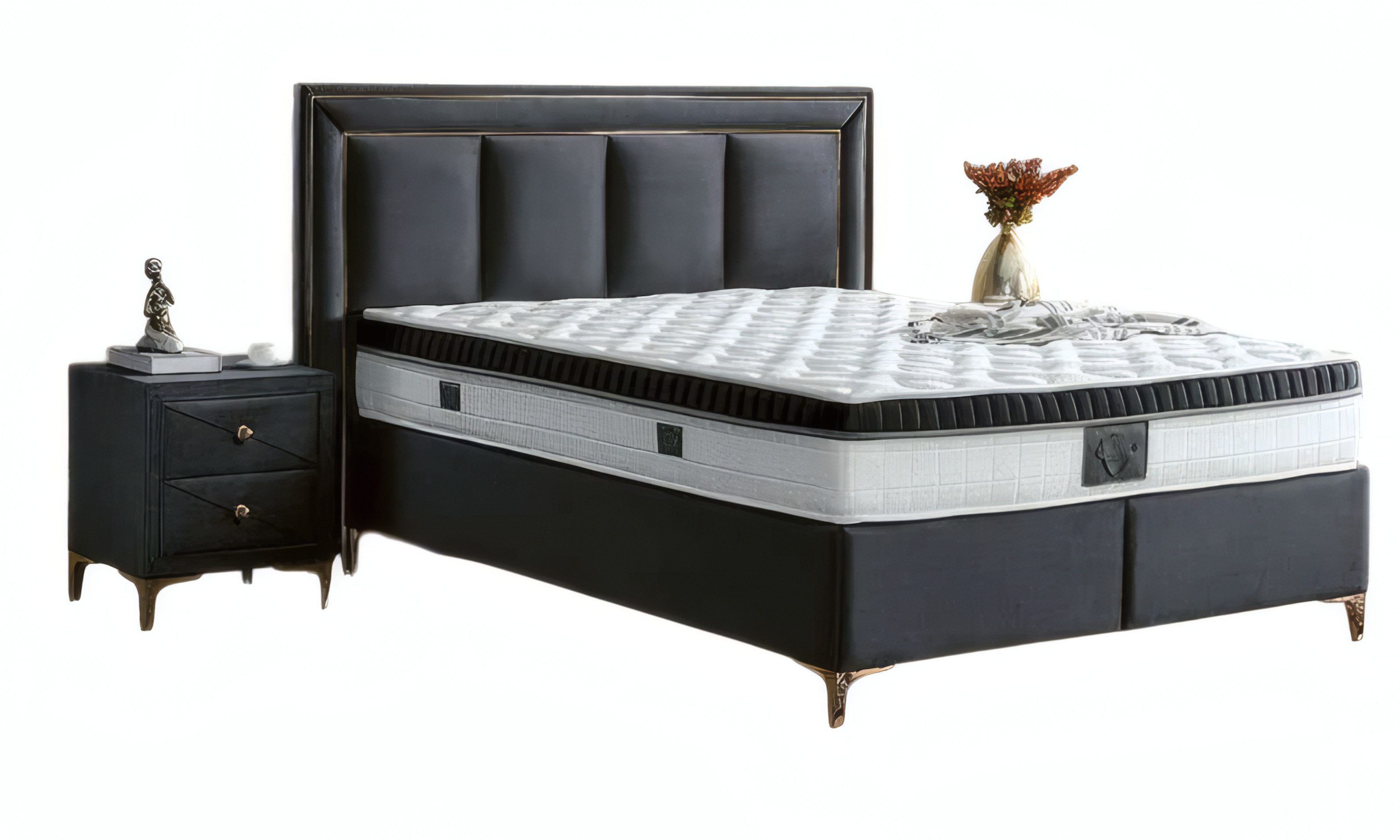 JVmoebel Schlafzimmer-Set Schlafzimmer Set 3tlg Bett mit Stauraum & 2 Nachttische