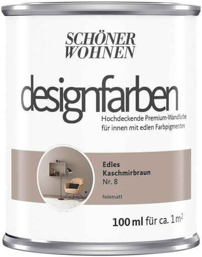 SCHÖNER WOHNEN-Kollektion Wand- und Deckenfarbe »Designfarben«, 100 ml, Edles Kaschmirbraun Nr. 8, hochdeckende Premium-Wandfarbe