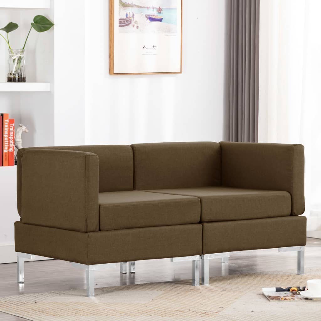 Braun Modular-Ecksofas Stk. 2 mit Stoff vidaXL Auflagen Sofa