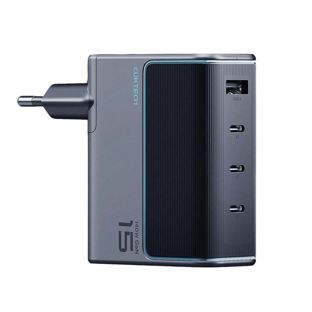 Cuktech GaN-Netzteil Reiseladegerät USB-Ladegerät (Spar-Set, 1-tlg., 79 x 103 x 32 mm kompakt, 140W GaN, 4 Anschlüsse, PD 3.1)
