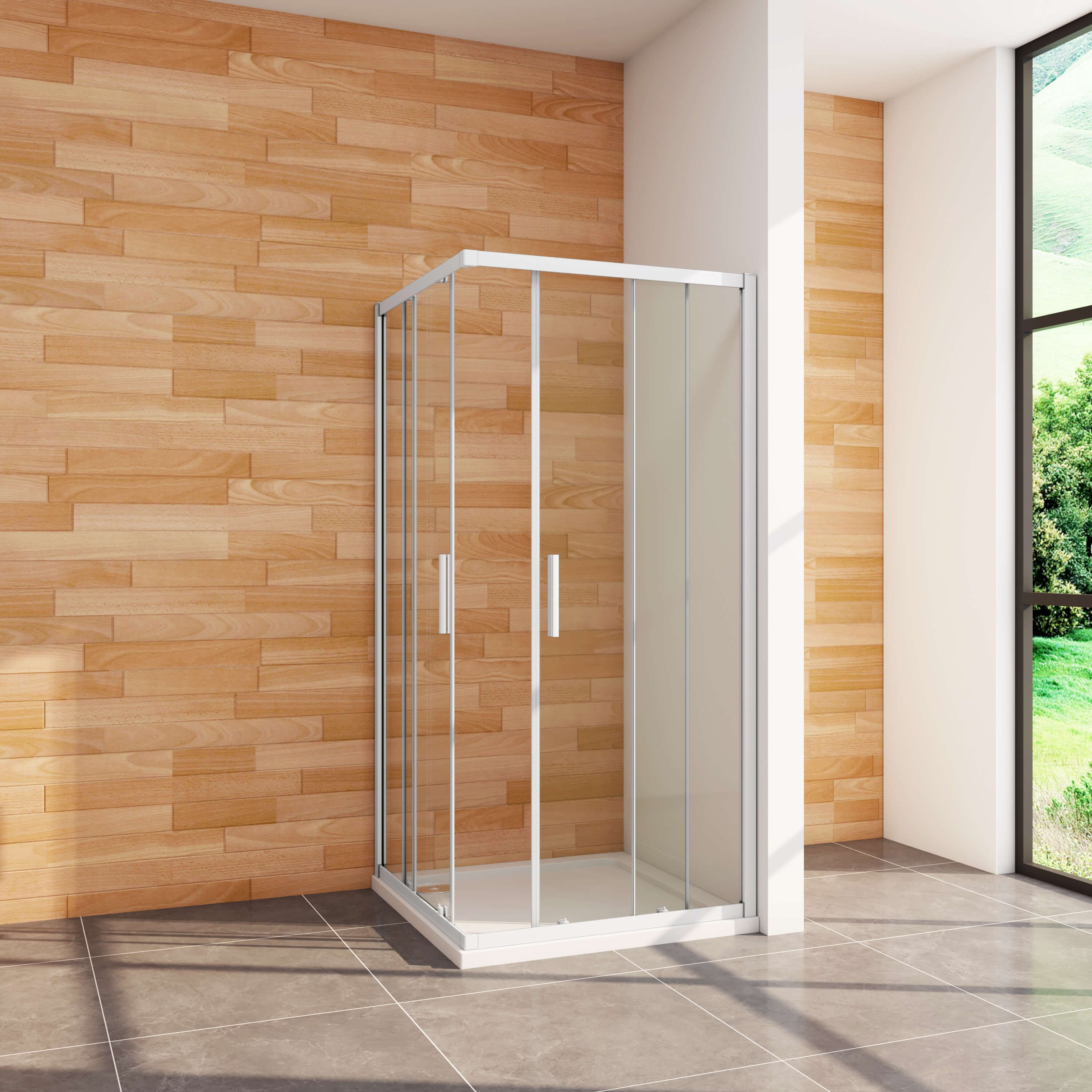 Duschparadies Eckdusche Duschabtrennung Duschkabine Schiebetür Eckeinstieg Dusche Duschtasse, BxT: 70x70 cm, Sicherheitsglas, links und rechts montierbar