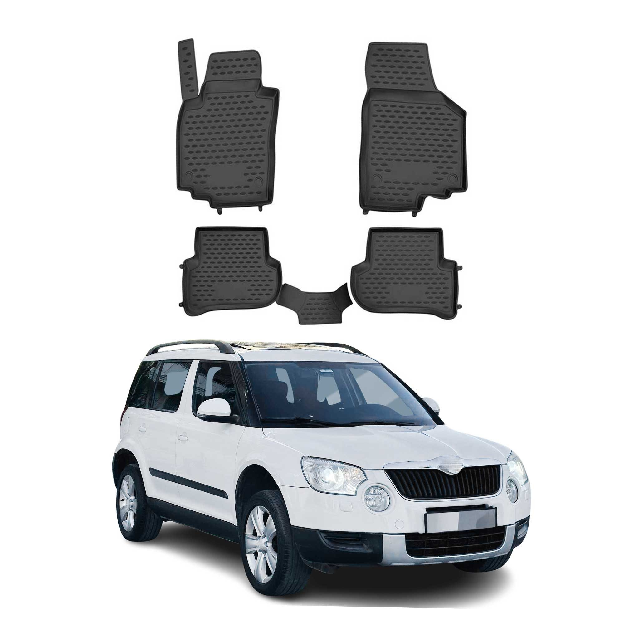 OMAC Auto-Fußmatten für Skoda Yeti 2009-2017 Schwarz 4 tlg TPE (4 St), für Skoda Yeti 2009-2017 Skoda Yeti 2009-2017, Antirutsch,Wasserfest,Einfache Installation