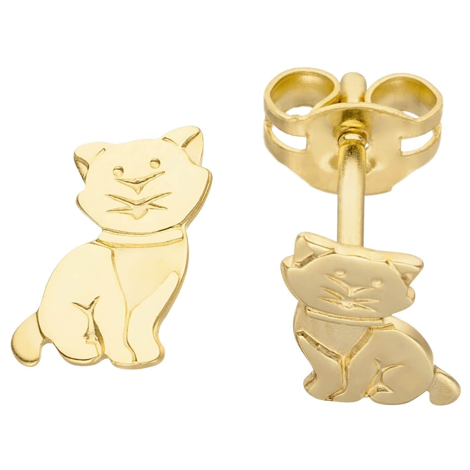 Schmuck Krone Paar Ohrstecker Ohrstecker für Kinder Ohrringe Goldohrringe  Katze Kätzchen aus 333 Gold Gelbgold, Gold 333