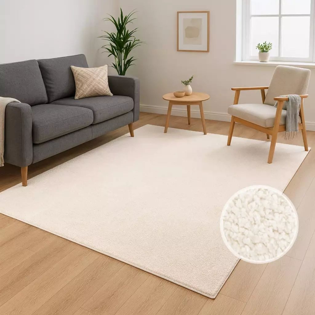 Carpet City Teppich CALMA 200, rechteckig, Höhe: 14 mm, Kurzflor, Waschbar, Anti-Rutsch, ideal für Wohnzimmer, Schlafzimmer