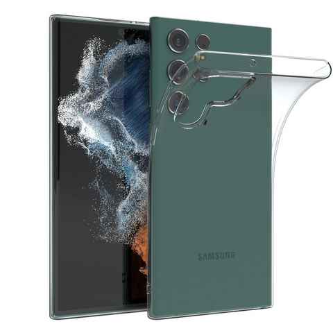 EAZY CASE Handyhülle Slimcover Clear für Samsung Galaxy S22 Ultra 5G 6,8 Zoll, durchsichtige Hülle Ultra Dünn Silikon Backcover TPU Telefonhülle Klar