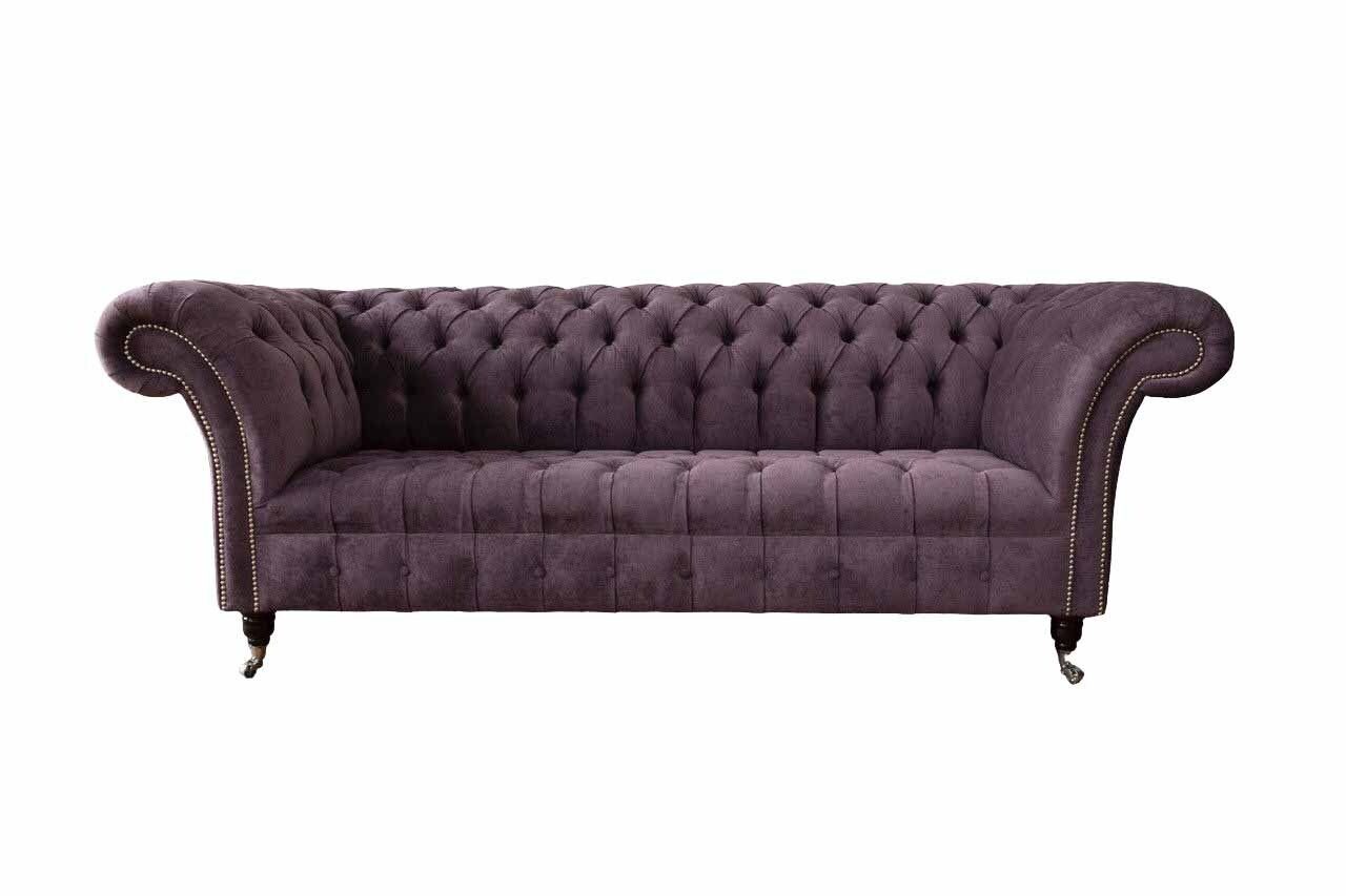 JVmoebel Sofa Chesterfield Sofa Couch Polster 3 Sitzer Lila Textil Stoff Sofas Neu, Made In Europe | Alle Sofas