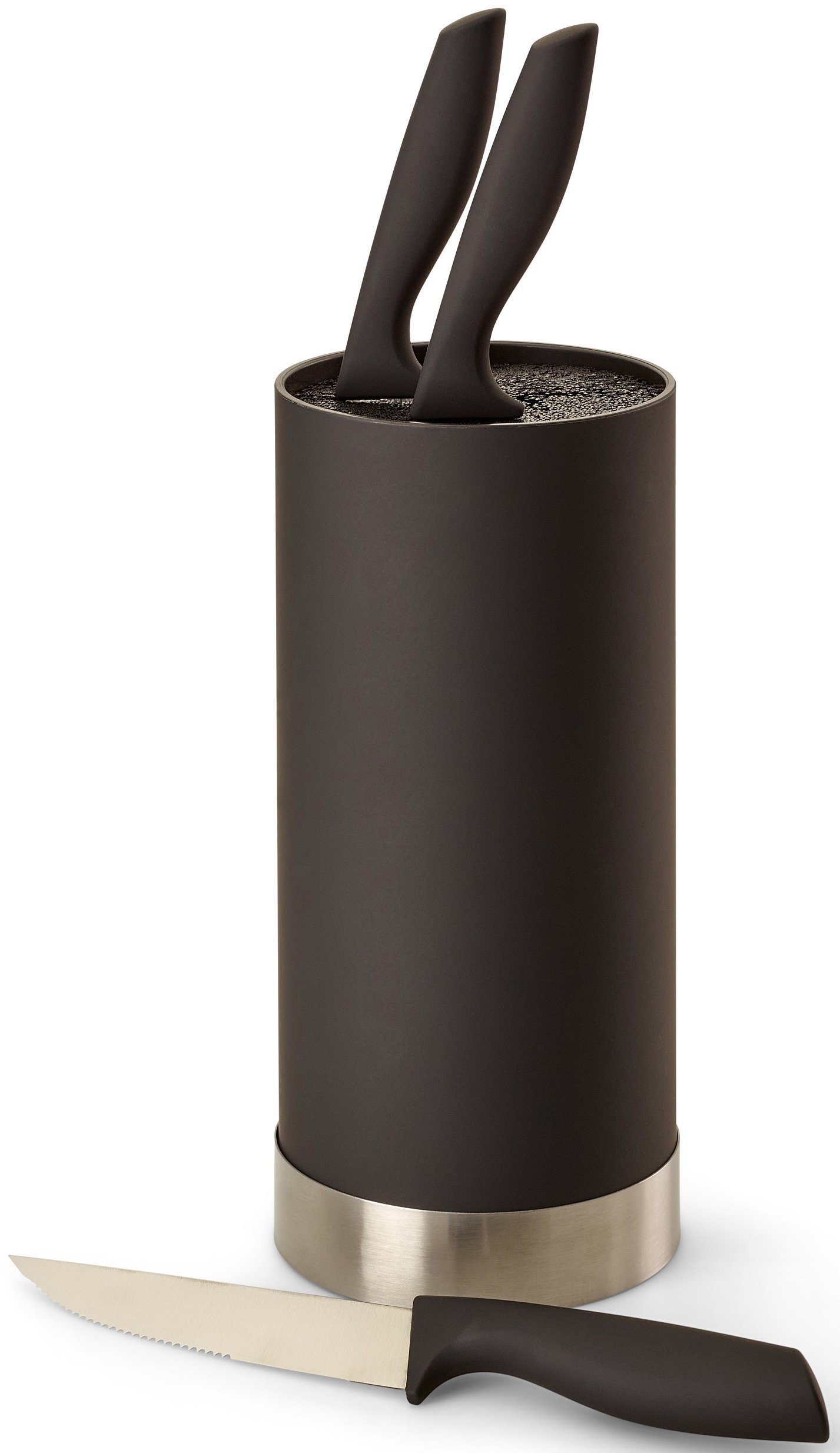 Kochmessern cm 11 Messerblock, 3 cm, schwarz/silberfarben Borsteneinsatz x mit Set Messer inkl. ECHTWERK 4tlg 22