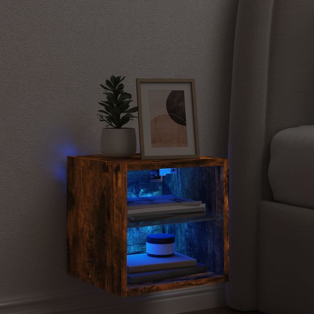 vidaXL TV-Wand TV-Wandschrank mit LED-Leuchten Räuchereiche günstig online kaufen