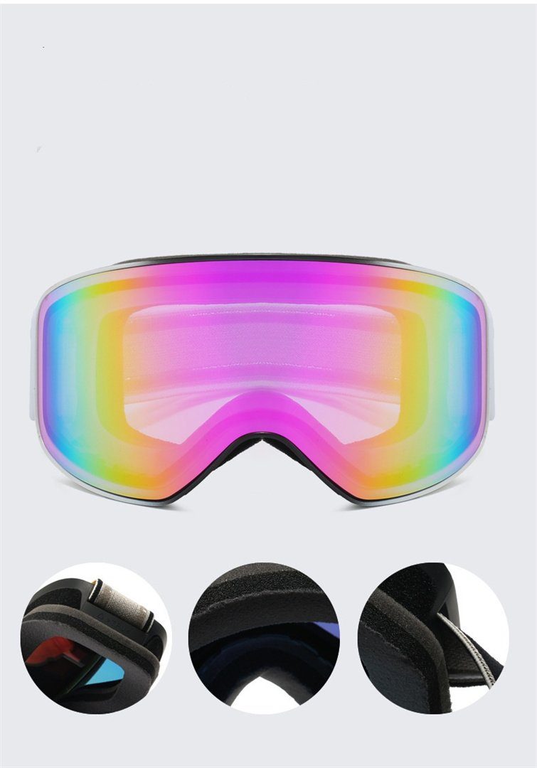 L.Ru UG Skibrille Rot Kurzsichtigkeitsbrille, (Fahrradbrille;Motorradbrille;Schwimmbrille;Skibrille), skibrille Antibeschlag-Sport-Outdoor-Fahrradbrille Winter herren damen skibrille Doppelschichtige