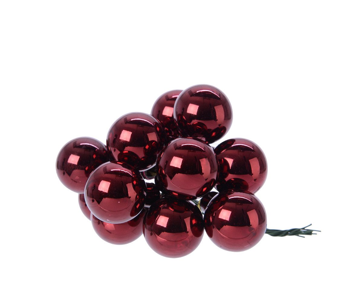 Kaemingk Weihnachtsbaumkugel, Weihnachtskugeln am Draht 2cm Glas 12 Stück - Ochsenblut glänzend