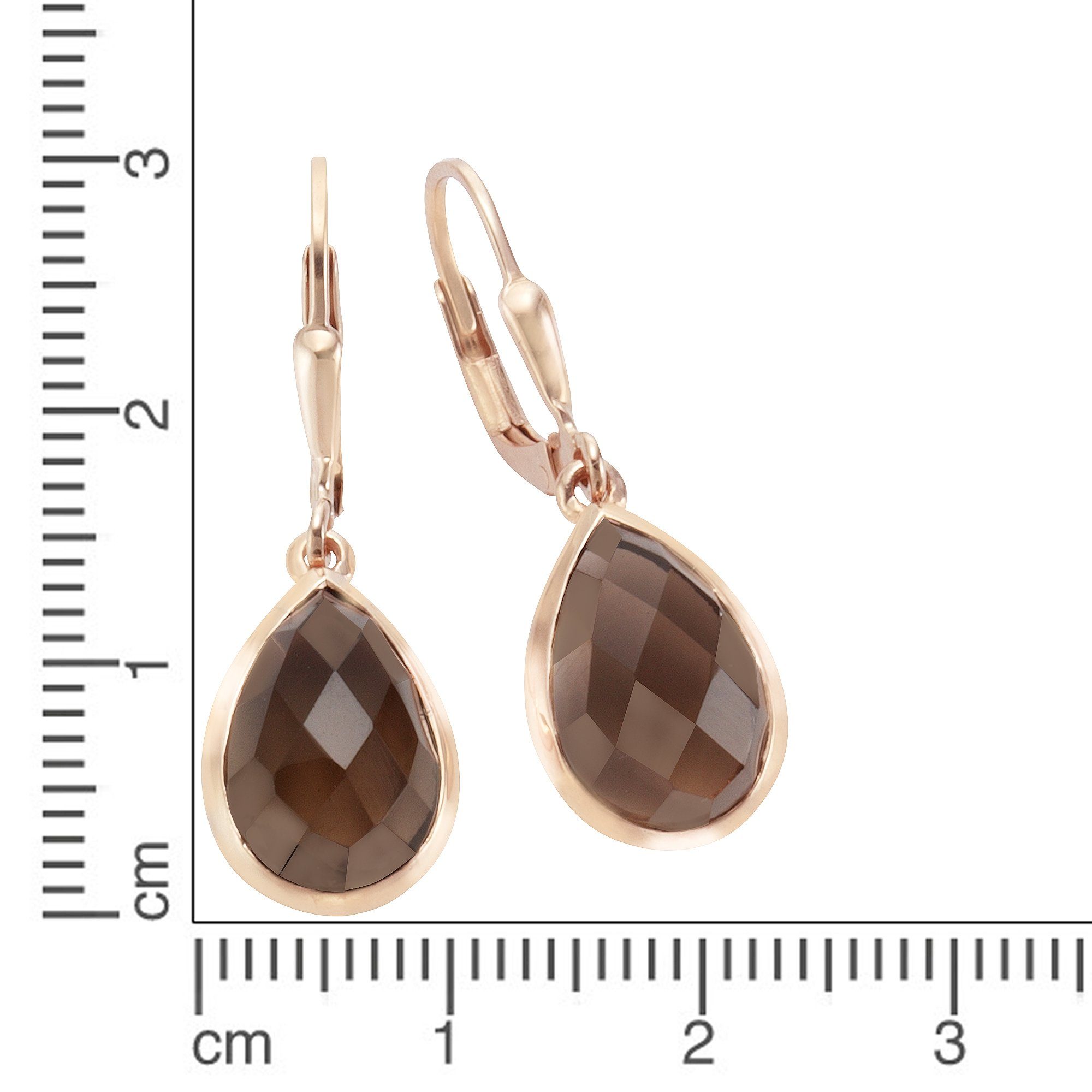 Jamelli Paar Ohrhänger Silber 925 rosé-vergoldet mit echten Rauchquarz-Trop günstig online kaufen