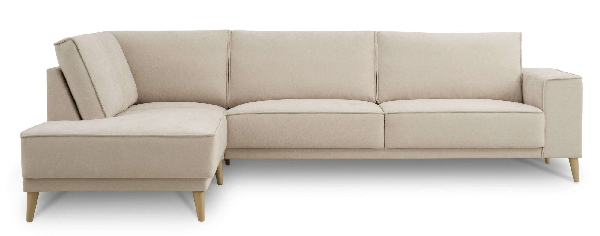 OTTO home Ecksofa Oland Skandi, weicher Chenille-Stoff, L-Form, 289 cm, Wellenunterfederung, Skandi-Design, Massivholzfüße