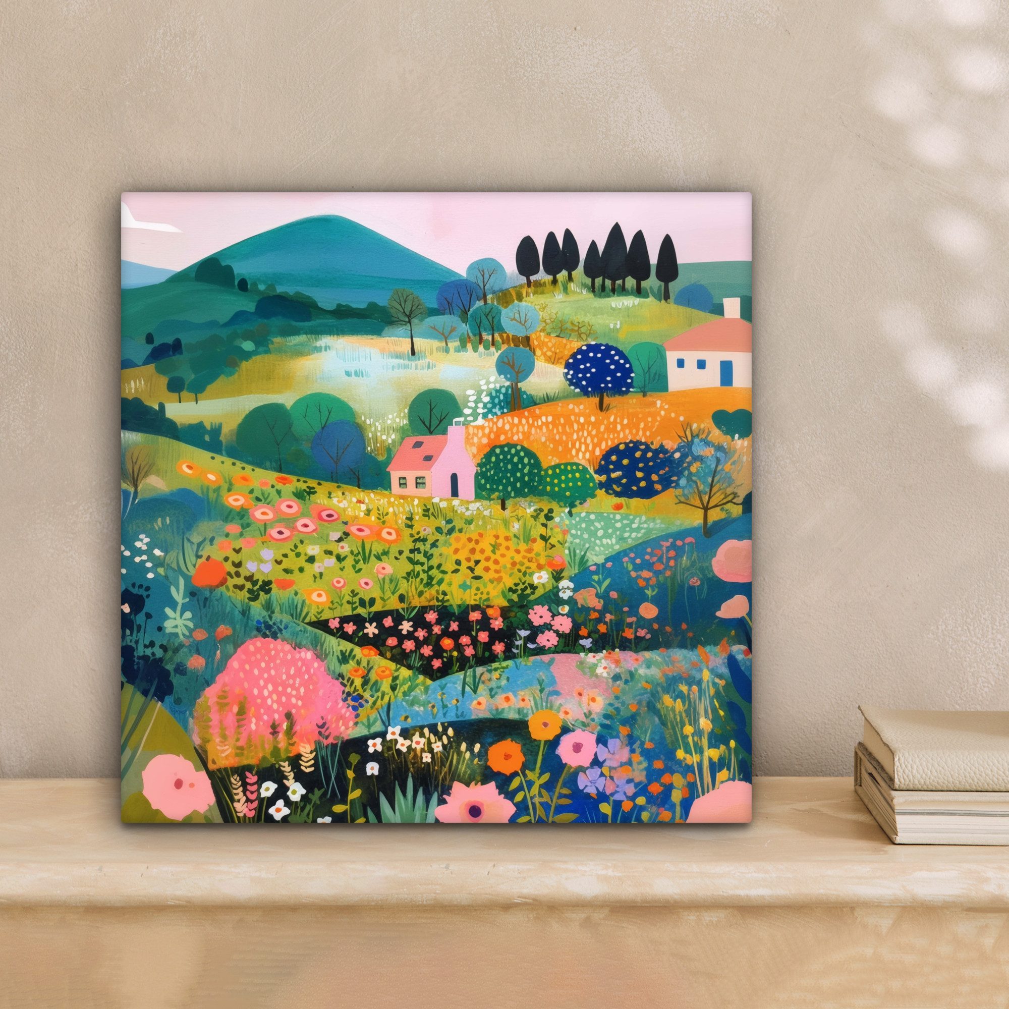 OneMillionCanvasses® Leinwandbild Hügellandschaft - Fantasievoll - Farbkont günstig online kaufen