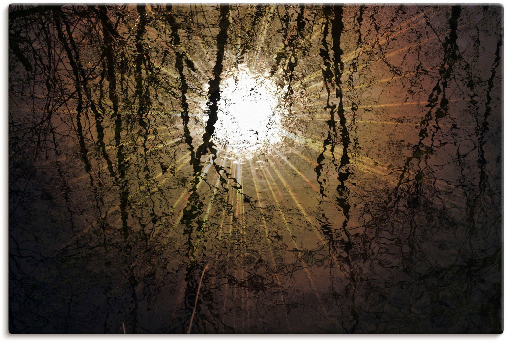 Größen Leinwandbild, oder Sonnenspiegel, (1 Baumbilder versch. Wasserreflektion in als Alubild, Wandaufkleber Wandbild St), Poster Artland