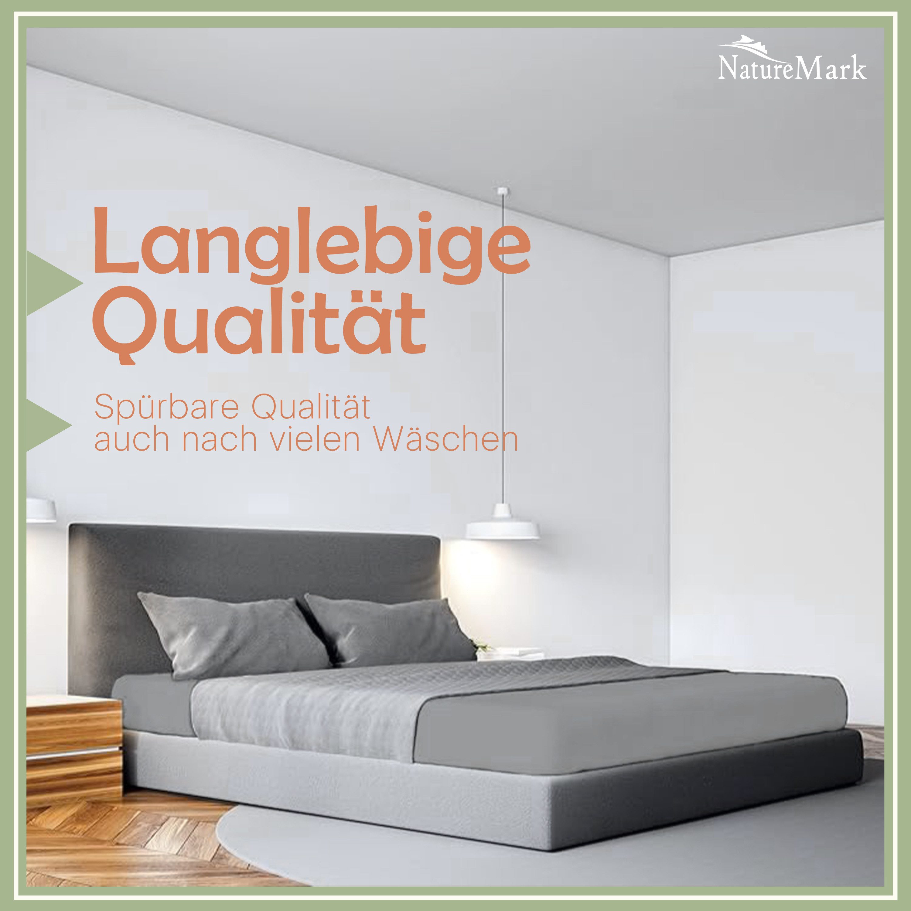 NatureMark Spannbettlaken Mikrofaser Spannbetttuch, Polyester, Gummizug: rundum, viele Größen und Farben Markenware, 90x200cm, Mittelgrau – Bild 4 von 5