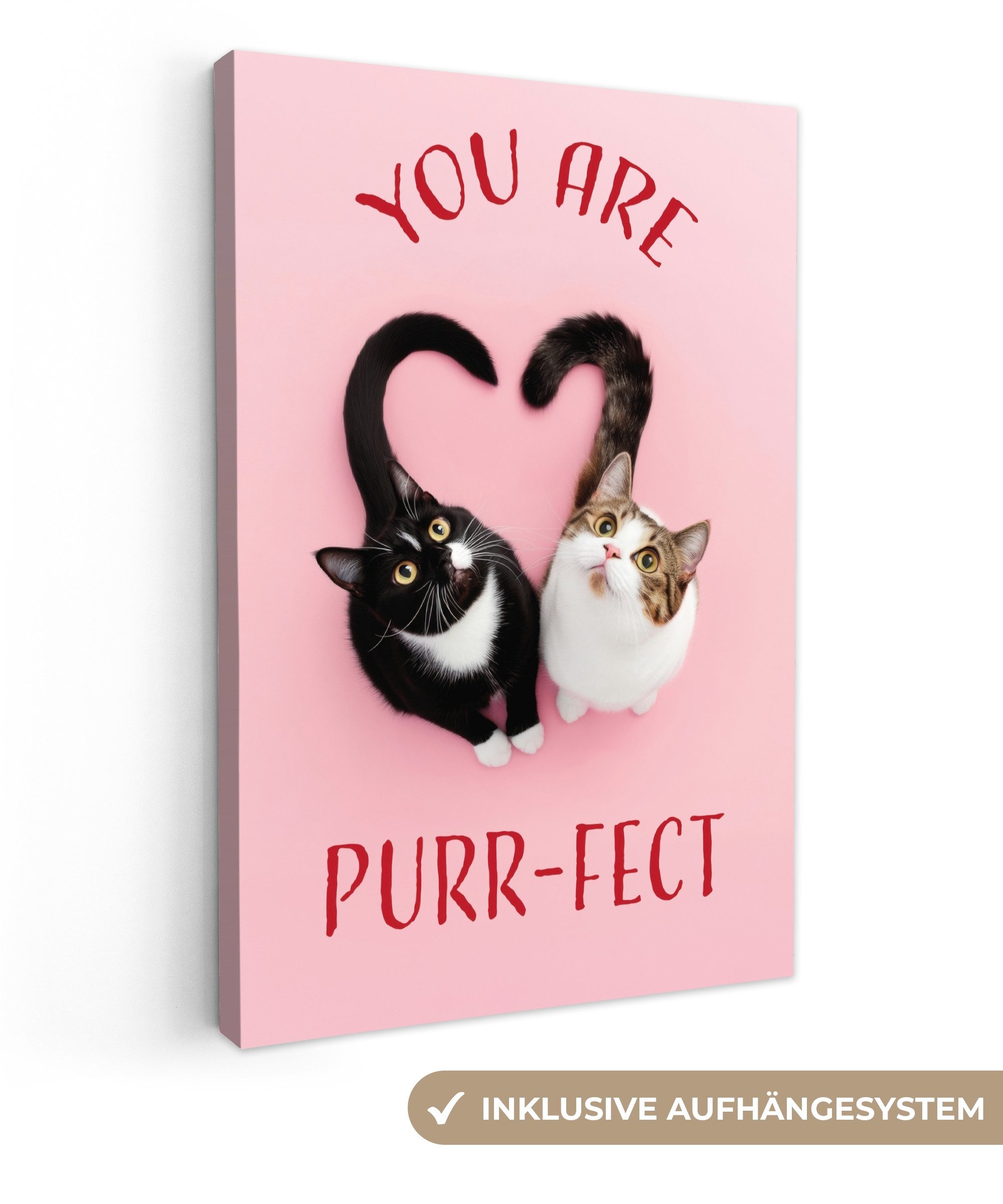 OneMillionCanvasses® Leinwandbild Katze - Herz - günstig online kaufen