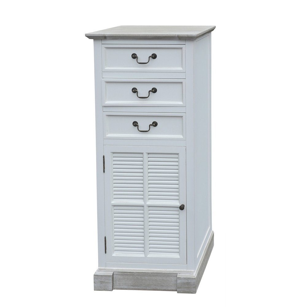 Grafelstein Hochschrank BEACH HOUSE weiß braun Badschrank Kommode