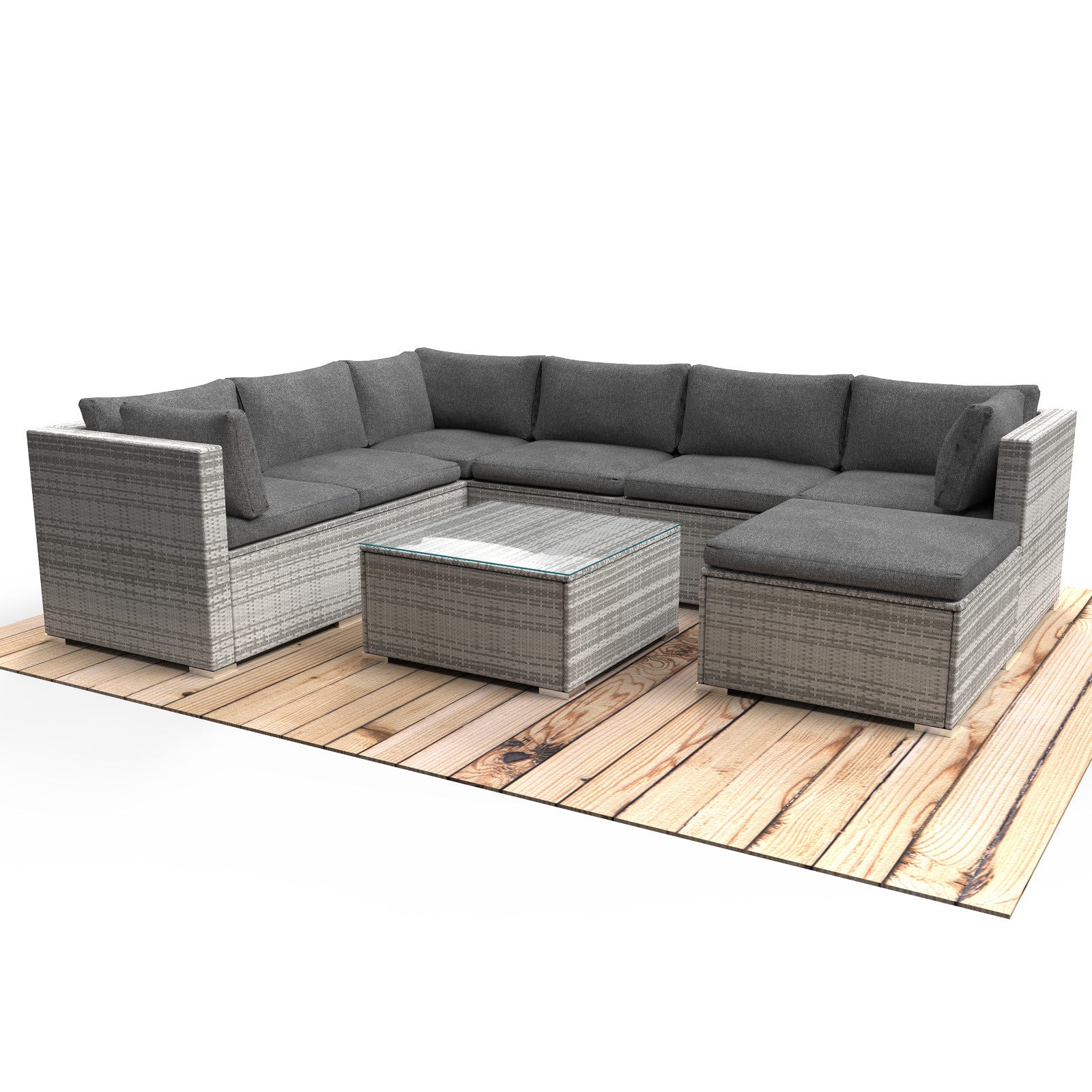 BRAST Gartenlounge-Set Luxus für 6 Personen inkl. extra Dicke Kissen, TÜV geprüft Outdoor Loungemöbel Sitzgruppe Essgruppe Garnitur