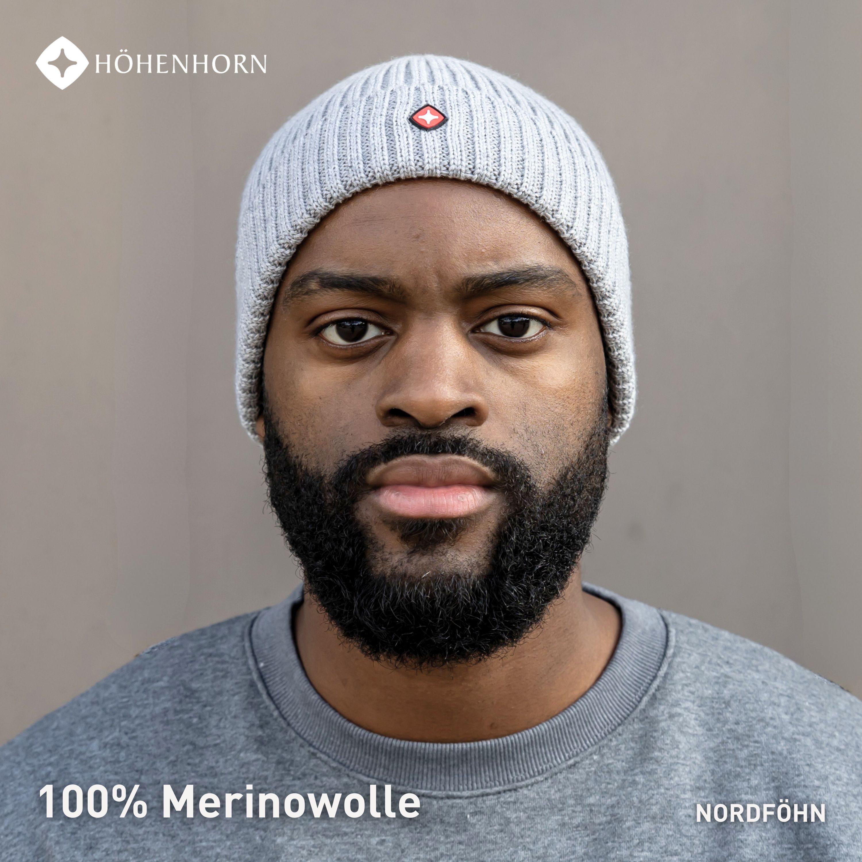 Höhenhorn Strickmütze Nordföhn Knitted Beanie Merinowolle Herren Damen Unisex Wintermütze Einheitsgröße, warm, weich, schnelltrockned
