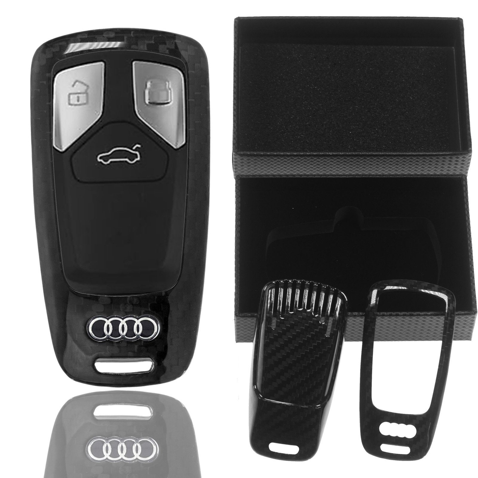 kwmobile Schlüsseltasche Auto Schlüsselhülle für Audi 3-Tasten  Klappschlüssel Hülle, Smart Key Metallrahmen mit Silikon Case