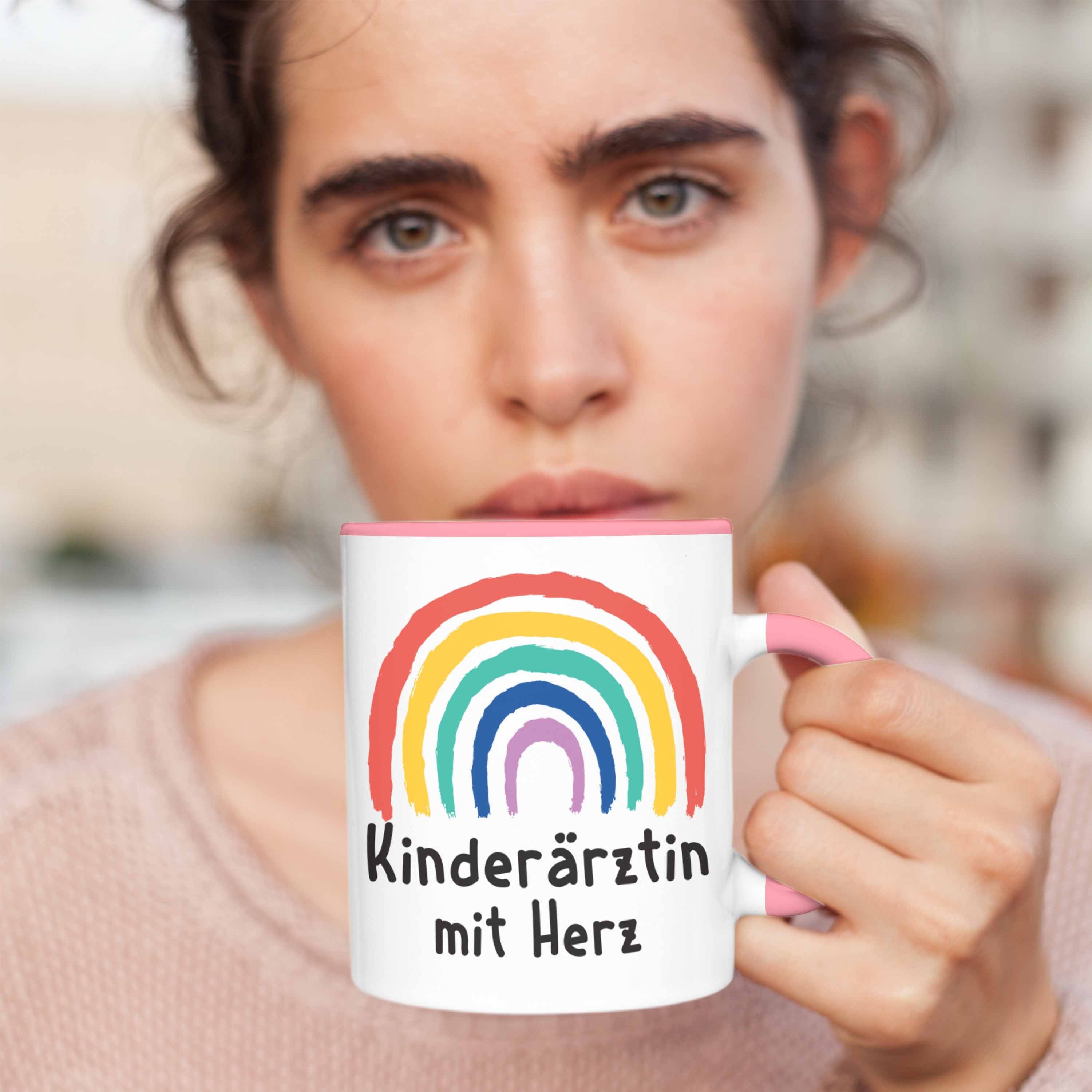 Tasse Kinderärztin Kinderärztin Dankeschön Rosa Geschenke - Tasse Spruch Trendation mit Kaffeetasse Geschenk mit Trendation Herz