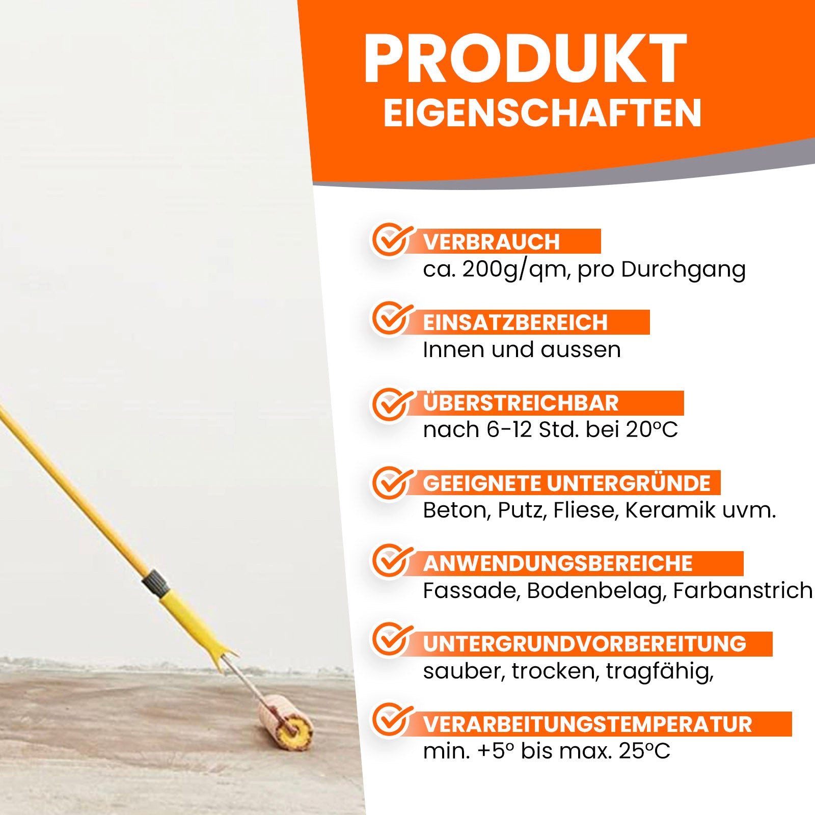 BEKATEQ Putzgrundierung BK-165 Betonkontakt, Haftvermittler innen und aussen, 1kg reicht für ca. 5-6 m², Betongrund, Haftgrund, Grundierung Beton Fliesen Gips