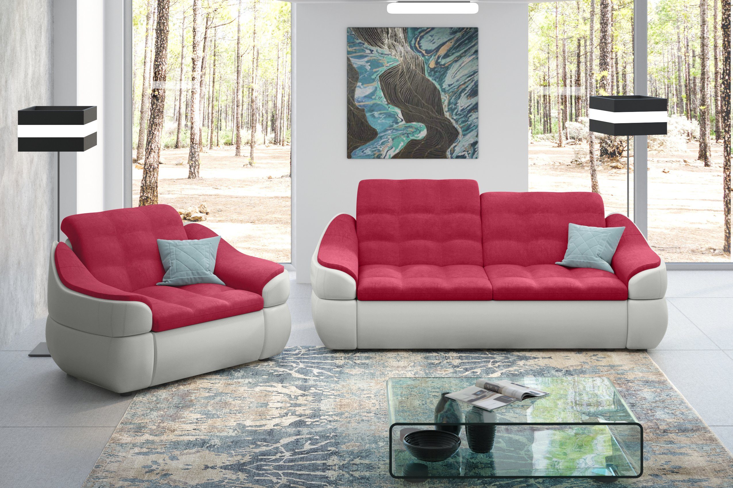 Stylefy Polstergarnitur Alisa, (Set (2-tlg), bestehend aus 2-Sitzer Sofa und Sessel, Modern Design, made in Europa