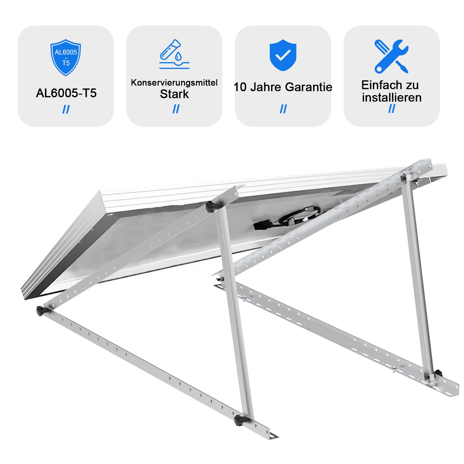 GLIESE Balkonkraftwerk 118 cm Solarmodul-Halterung, 0% Mehrwertsteuersatz, (2 Sets Solarmodulhalterungen und Montagezubehör (ohne Solarmodule) – Bild 3 von 5