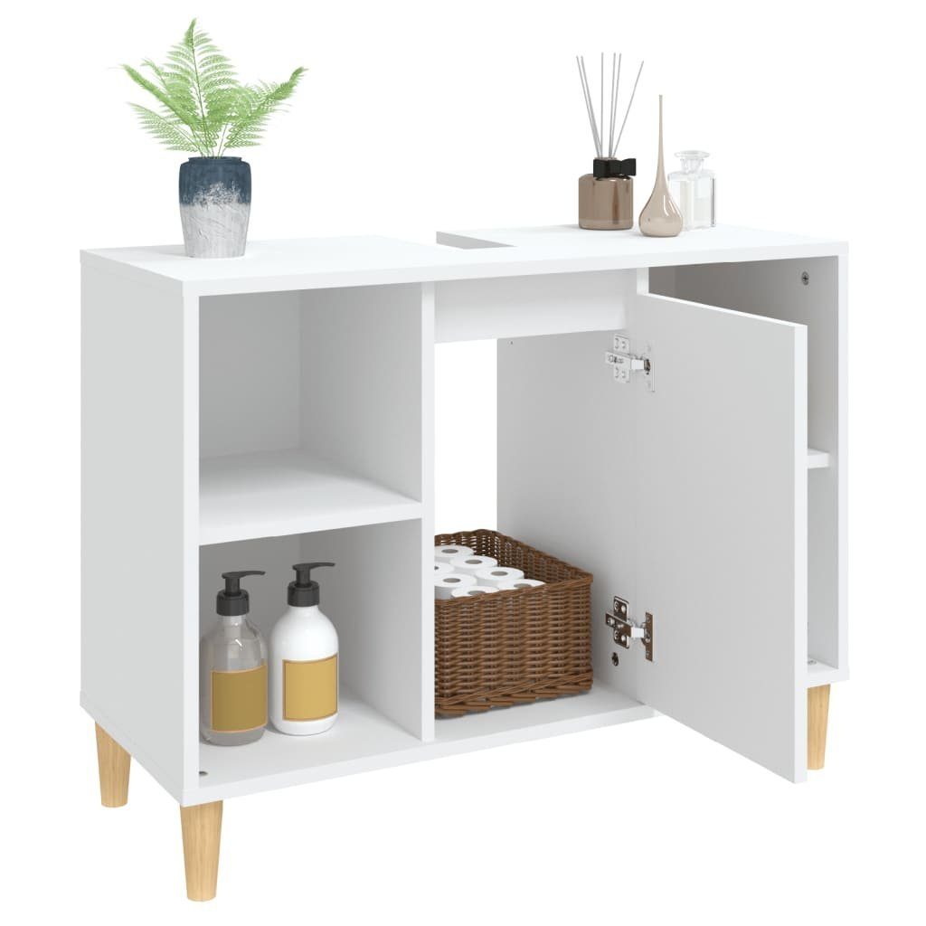 Badezimmerspiegelschrank Waschbeckenunterschrank 80x33x60 cm Weiß vidaXL Holzwerkstoff (1-St)