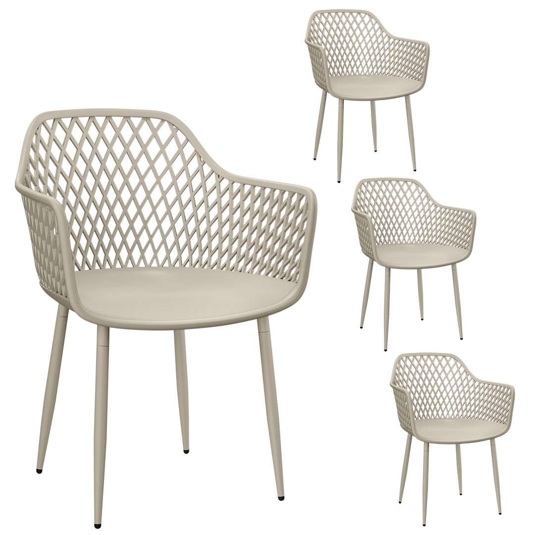 STEELSØN Gartenstuhl Quasira wetter- & UV-beständig (taupe, 4er Set), outdoor Loungesessel mit Armlehnen, verfügbar als 2er/4er/6er Set