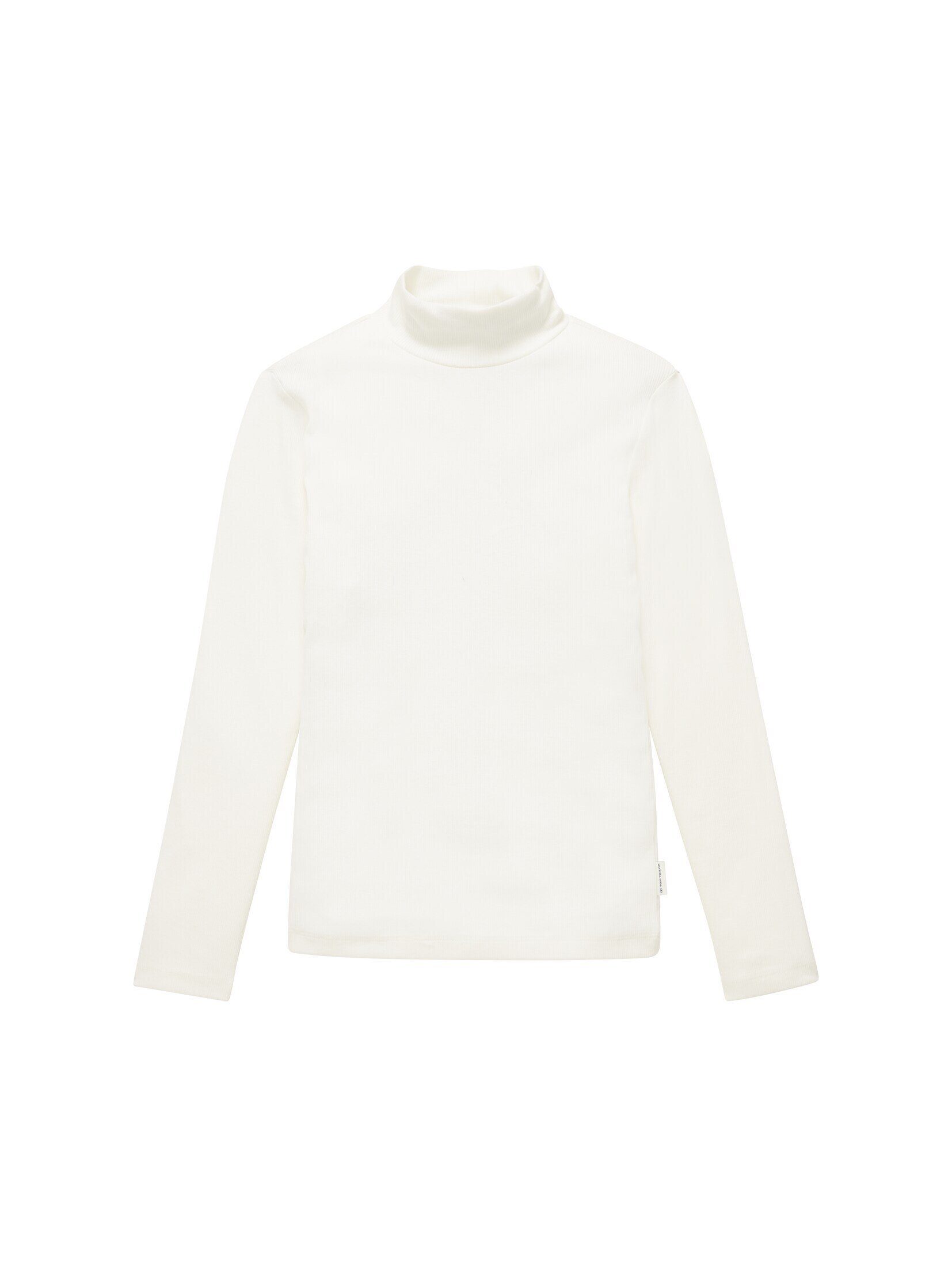 TAILOR Langarmshirt T-Shirt Bio-Baumwolle Wool TOM mit White