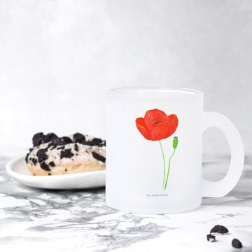 Mr. & Mrs. Panda Teeglas Blume Mohnblume - Transparent - Geschenk, Glas Teetasse, Teeglas, Räu, Premium Glas, Außerordentliches Design