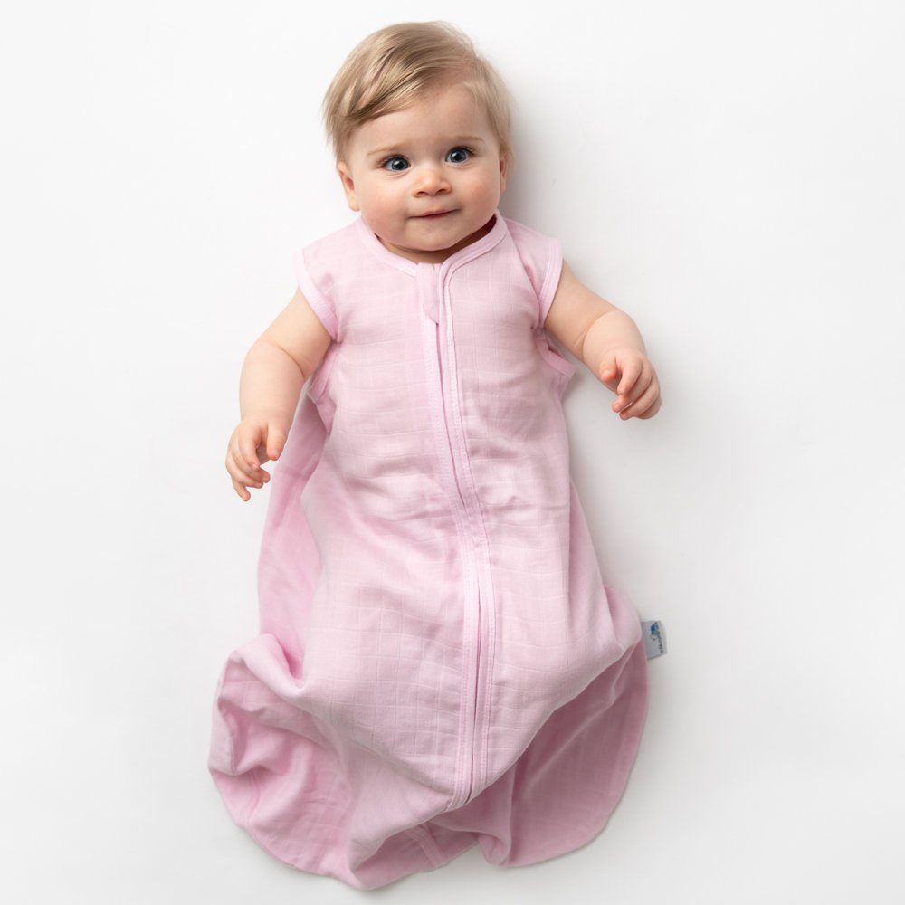 0.5 Babyschlafsack, OEKO-TEX Rosa Musselin Tog Schlummersack zertifiziert Kinderschlafsack,