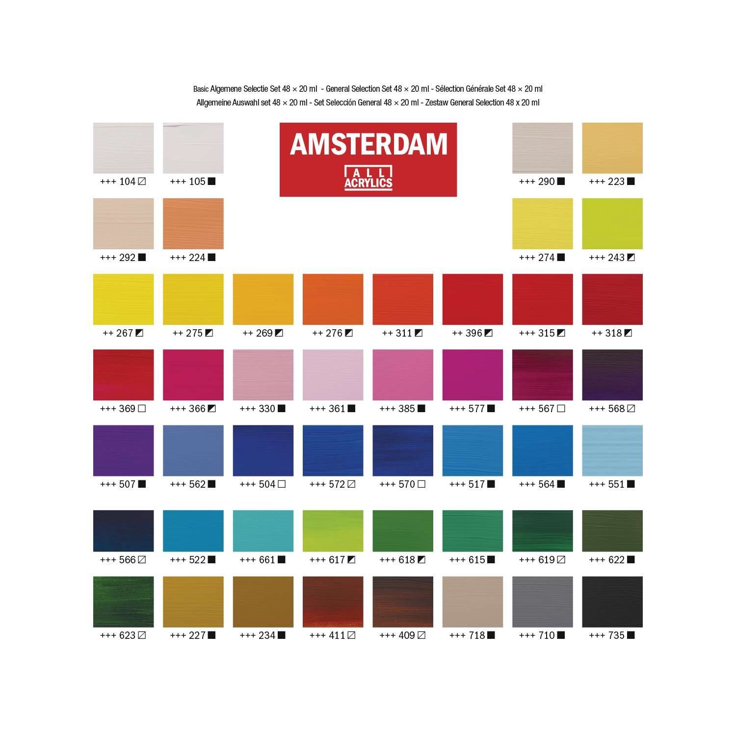 Talens Kreativset AMSTERDAM Acrylfarbe "Standard Series" - 48 x 20 ml, (48er Set, 48-tlg)