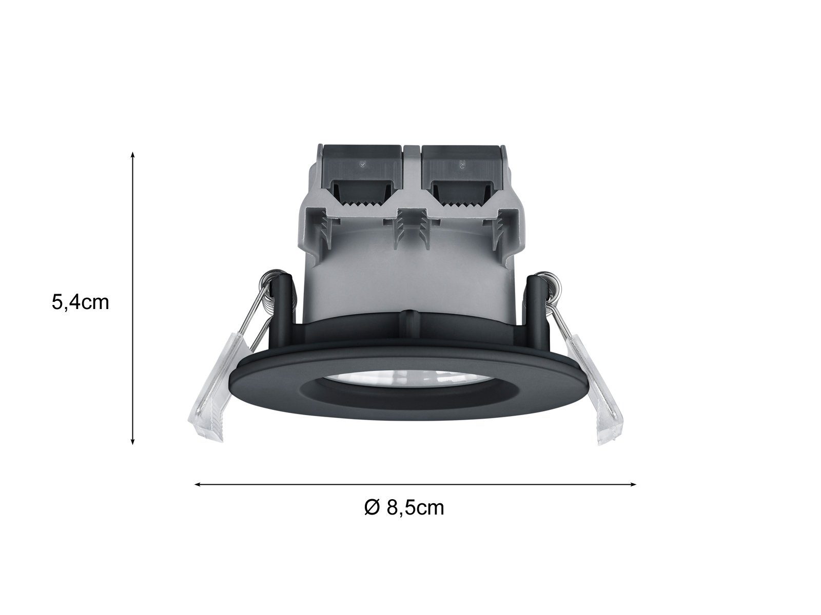 Schwarz LED integriert, Set LED Decken-einbau-leuchten Lichtspots Außen Einbaustrahler, fest 2er Decke Dimmfunktion, Ø8,5cm meineWunschleuchte Warmweiß, matt Bad-lampe