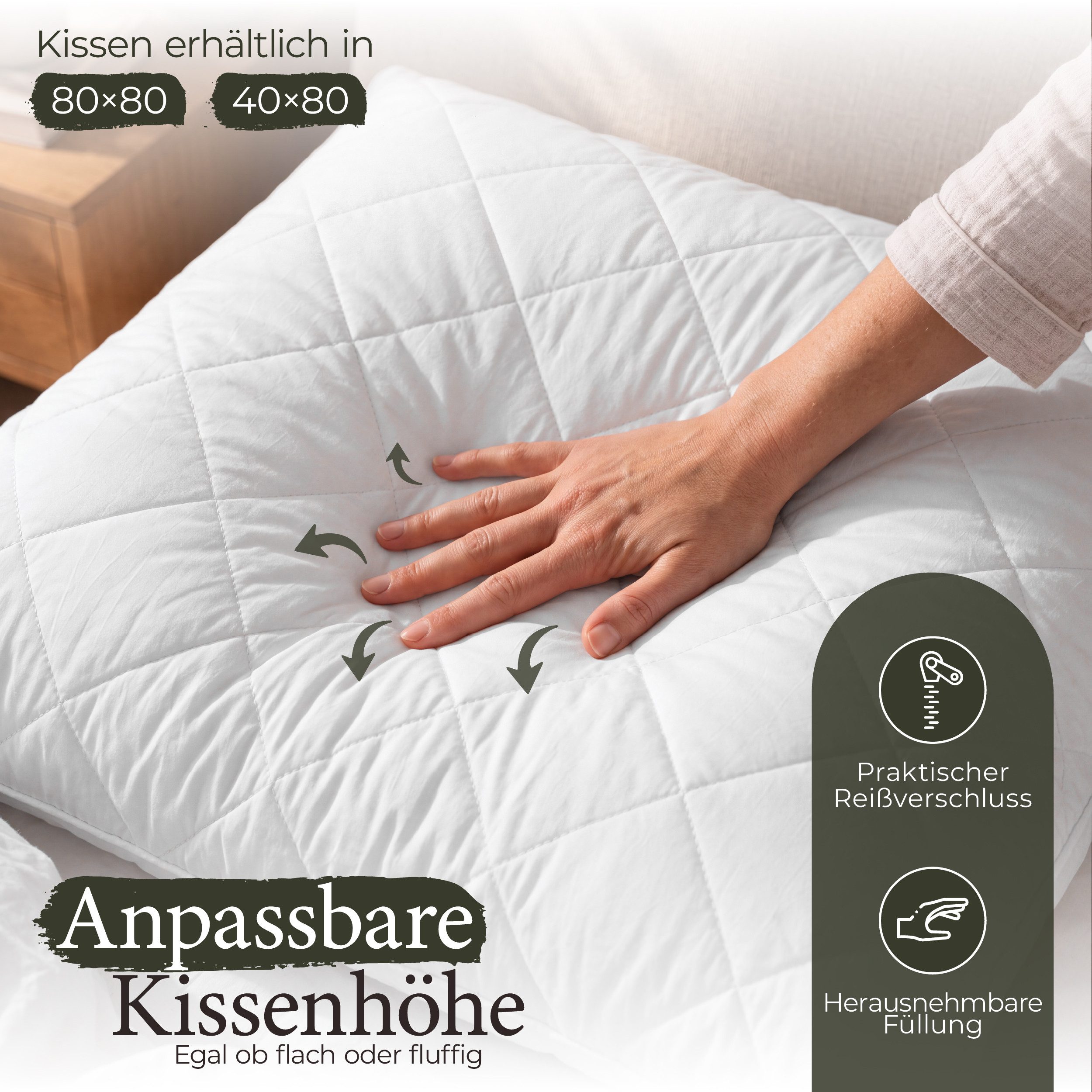 Gentle North Microfaserbettdecke + Kopfkissen Bettdecke & Kopfkissen - 2-Set Kopfkissen - Ganzjahresdecke, Füllung: 100% Polyester, Reißverschluss beim Kissen - – Bild 2 von 5