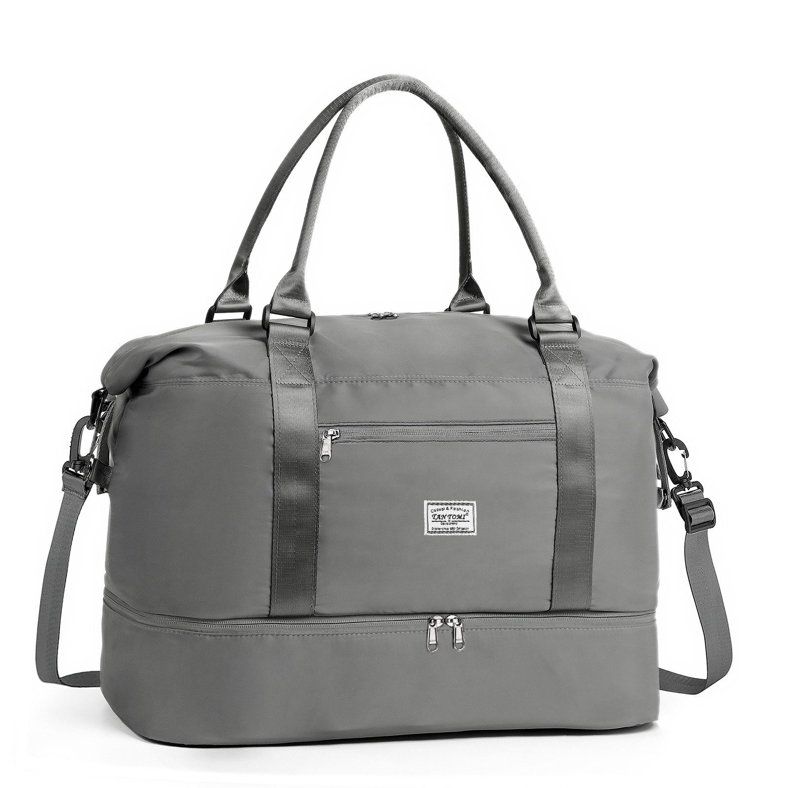 TAN.TOMI Reisetasche Wasserdicht Travel Duffle Bag 46x46x23 Tragetasche Sporttasche (Erweiterbar mit Trolley-Ärmel und Nasstasche), Fitnesstasche Trainingstasche Krankenhaustasche mit Schuhfach