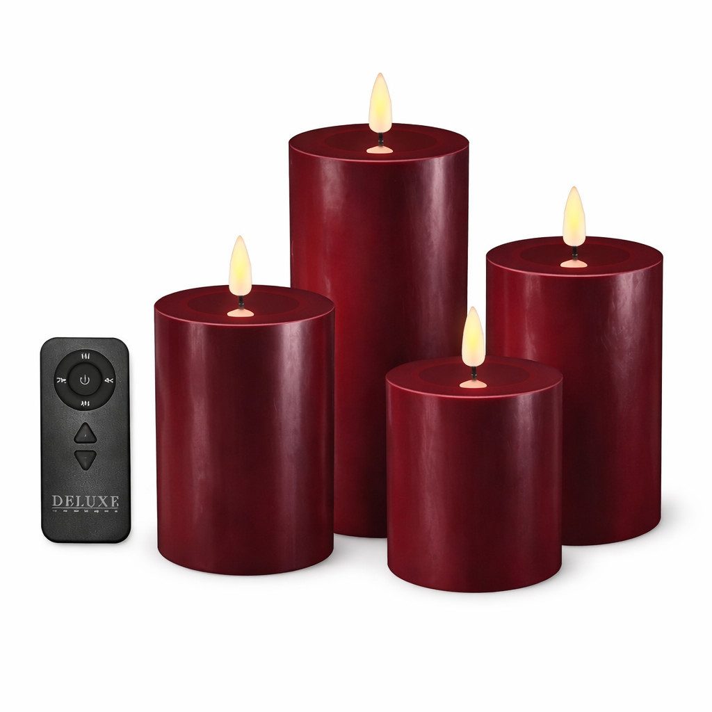 ReWu LED-Kerze Deluxe Homeart LED Geschenkboxen mit 4 LED Kerzen Fernbedienung Batt. (4-tlg)