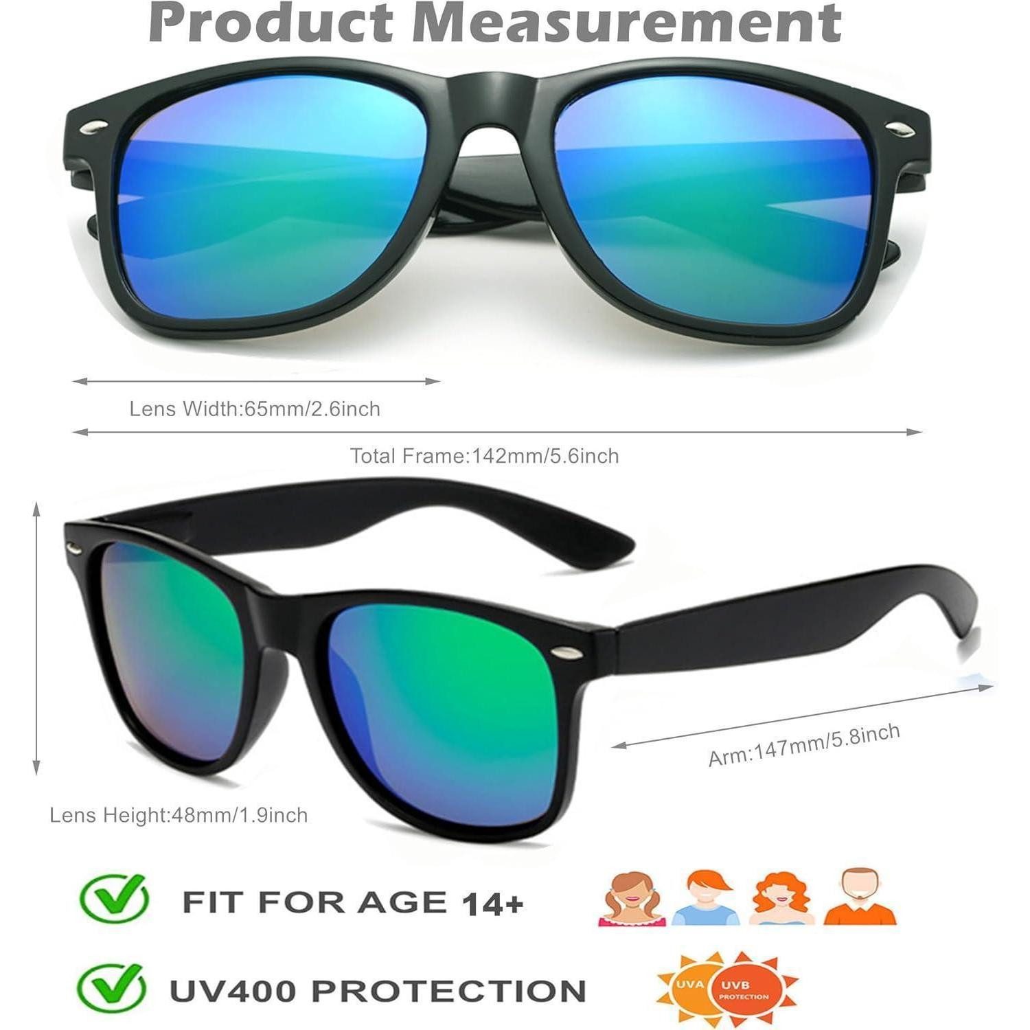LuxusKollektion Retrosonnenbrille Sonnenbrillen 6 Stück Set Herren Damen Party Mirror Green