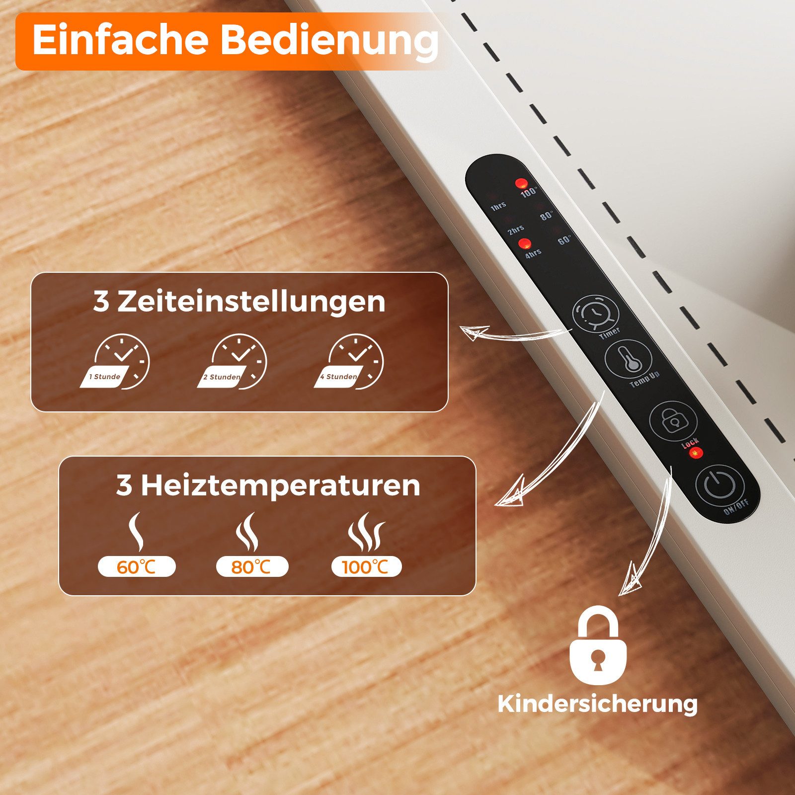 COSTWAY Warmhalteplatte elektrisch, Silikon Warmhaltetablett mit Timer