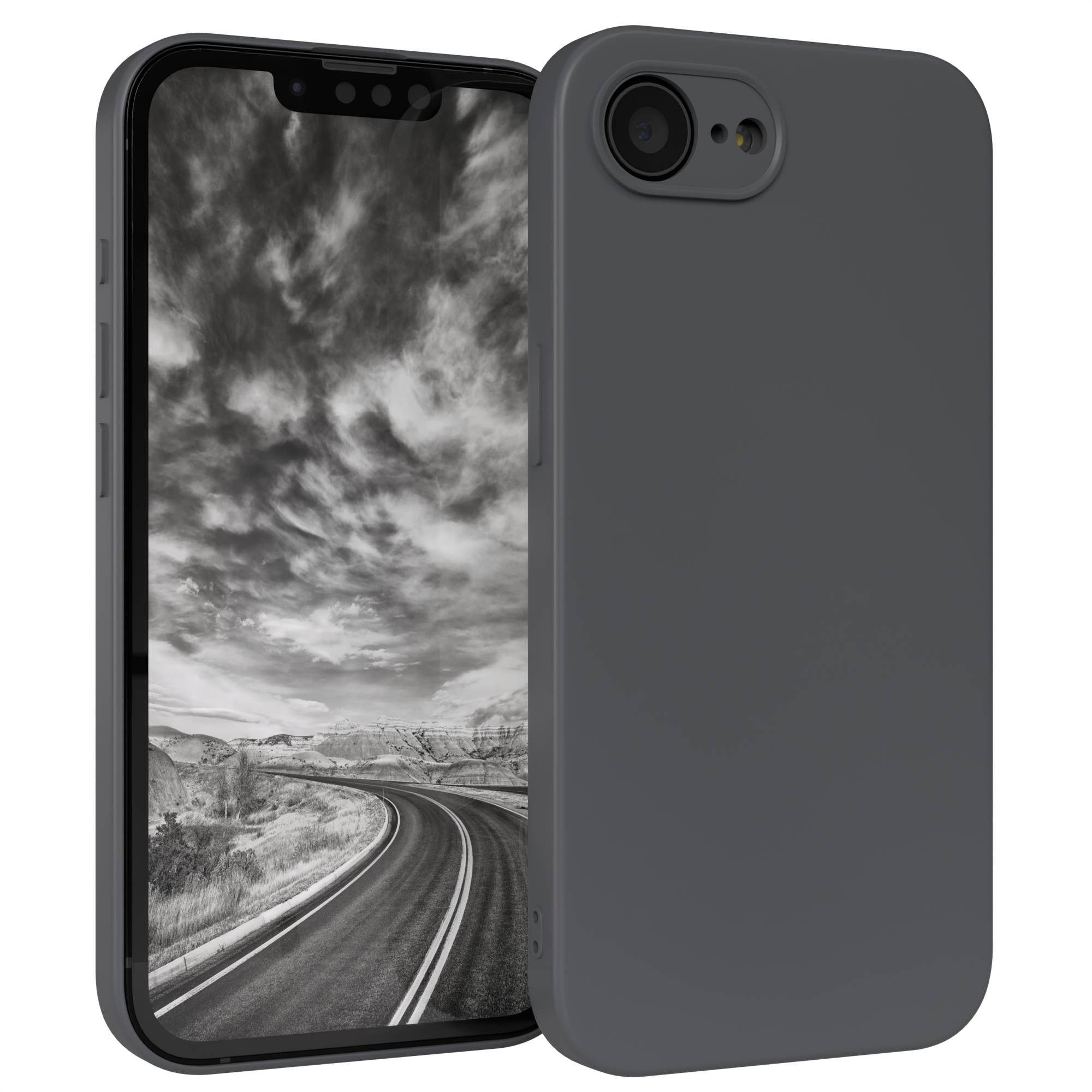 EAZY CASE Handyhülle für Apple iPhone 16e Hülle Silikon 6,1 Zoll, Hülle mit Kameraschutz Handycase Soft Smart Slimcover matt Dunkelgrau