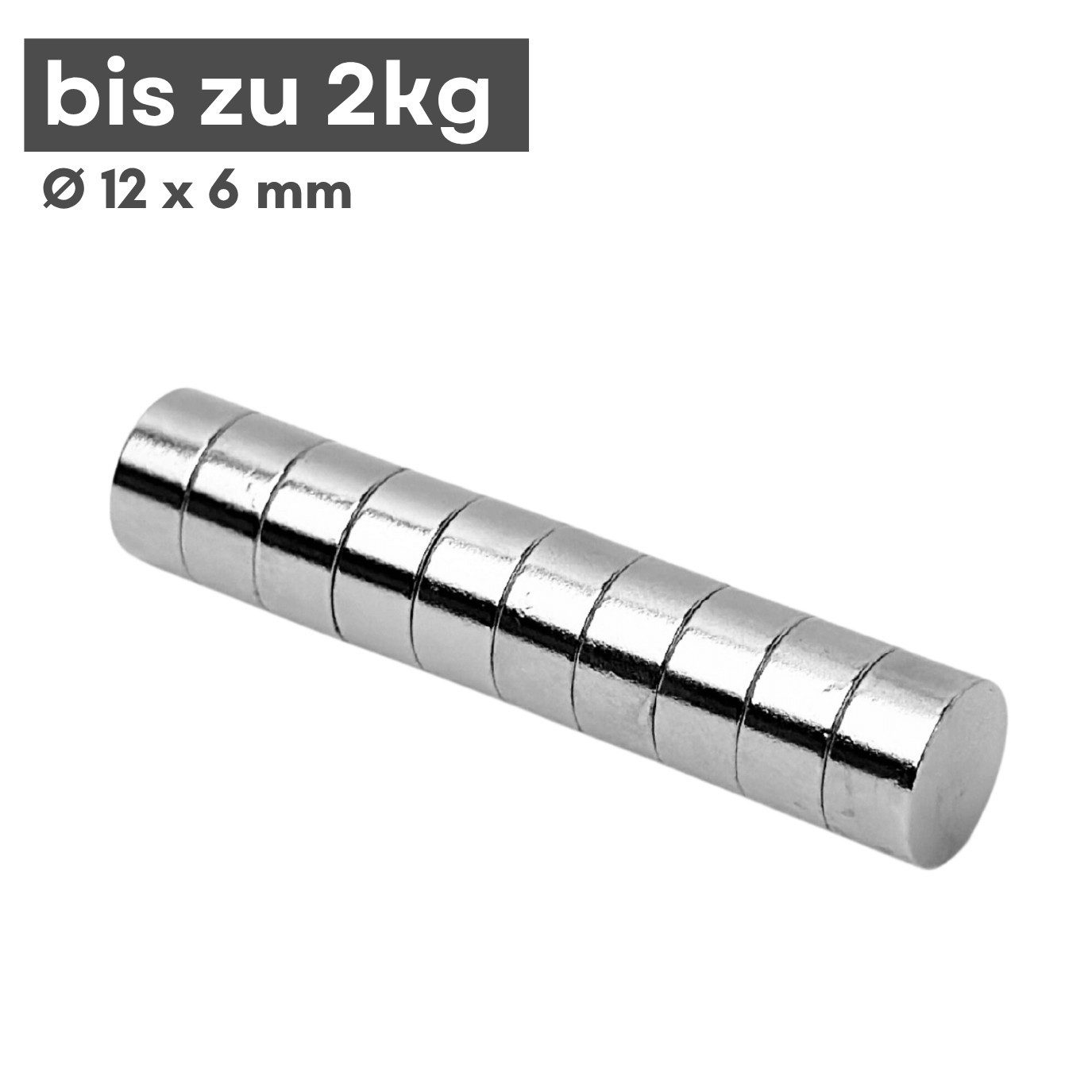 MaajeeKuto Magnet Neodym Magnet Ø12x6 mm N38 – Scheibenmagnet 2 kg Haftkraft (1-St)