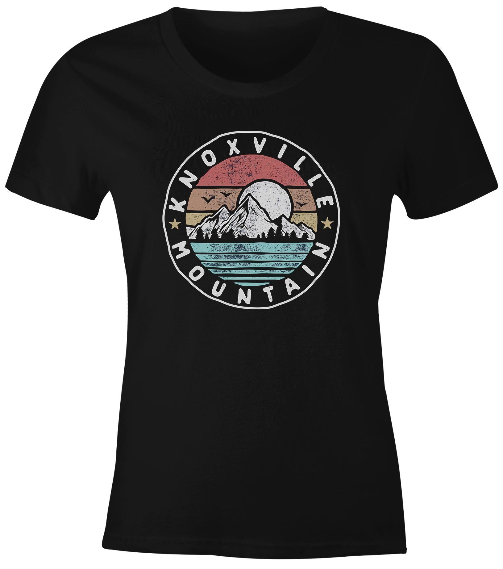 Neverless Print-Shirt Damen T-Shirt Knoxville Mountain Logo Adventure Vinta günstig online kaufen