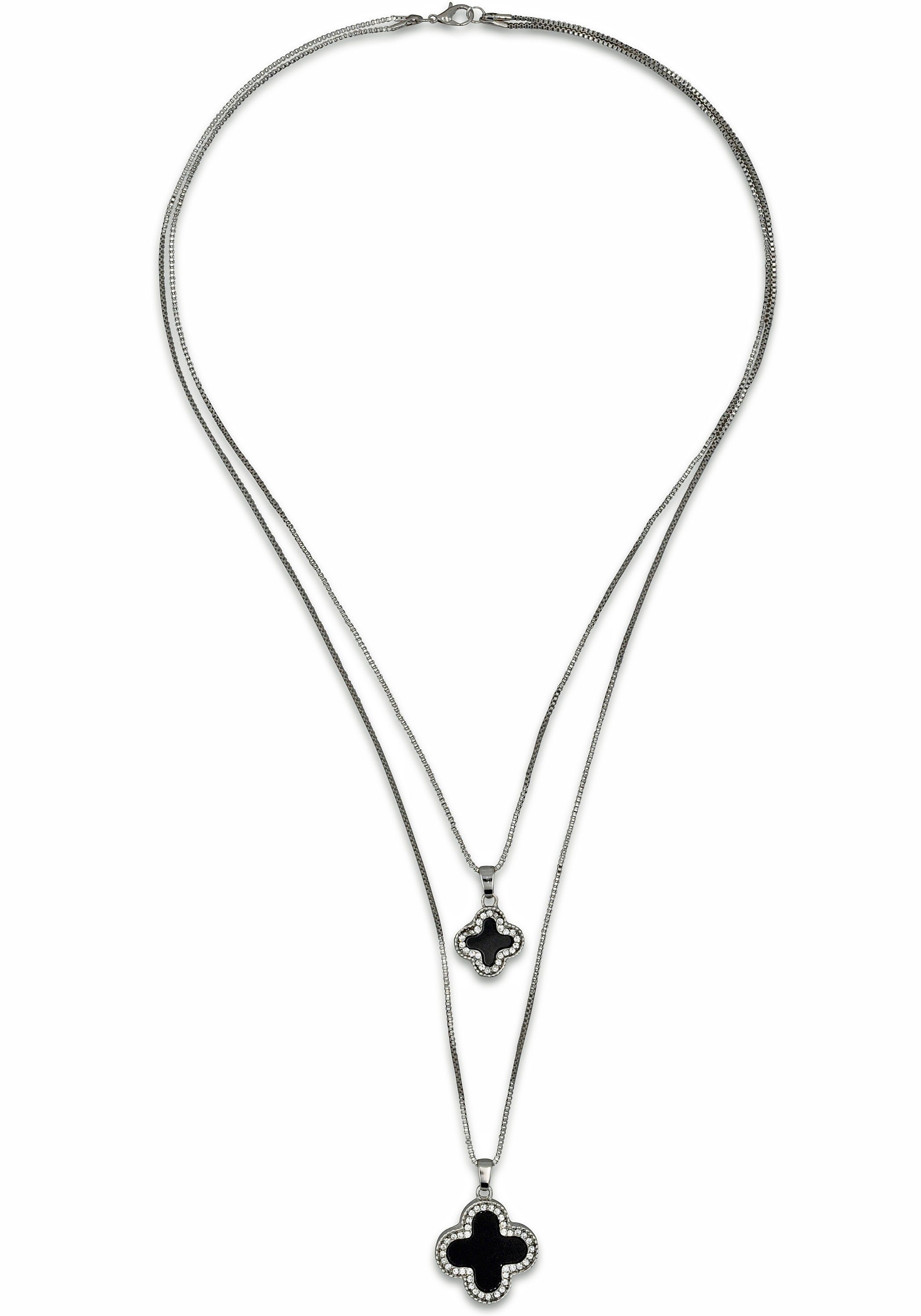 Firetti Kette mit Anhänger Kreuz, zweireihig, mit Glasstein