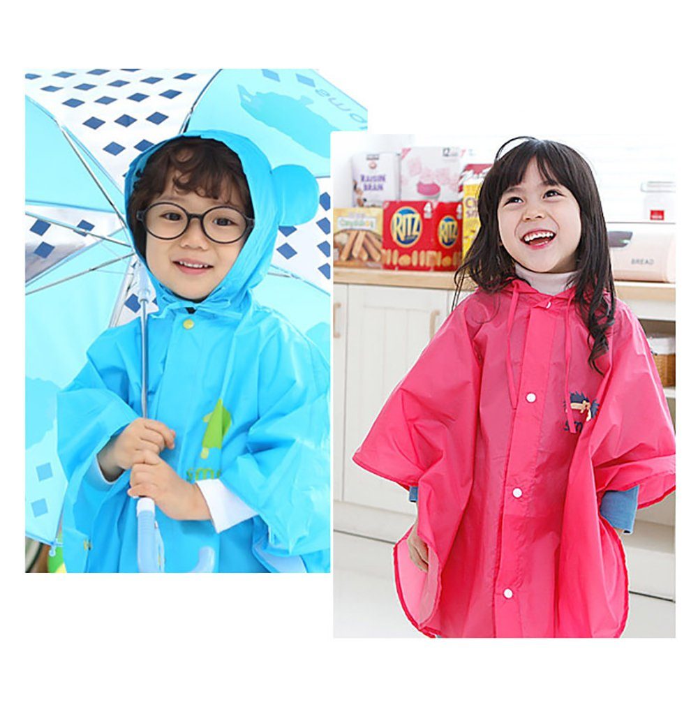 GelldG Regenmantel Kinder Regencape Regenfest, Regenponcho Faltbare tragbare Regenmantel blau(L)