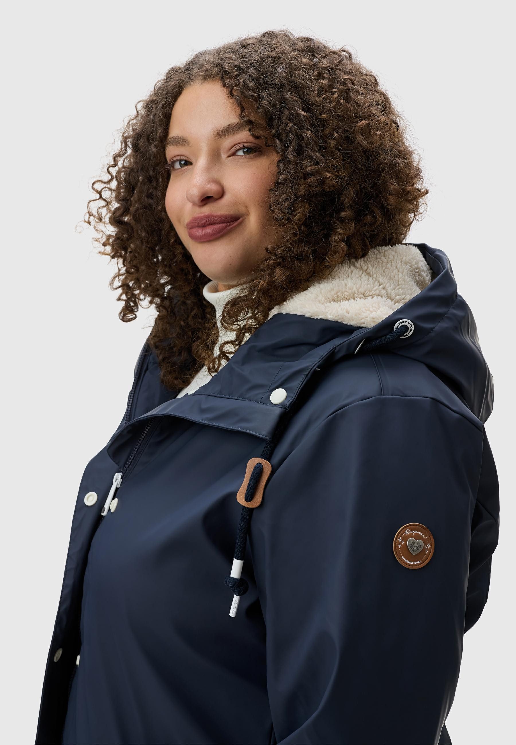 Ragwear Regenjacke Marge warm gefütterter Damen Winter Regenmantel