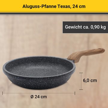 Krüger Bratpfanne Aluguss Pfanne flach Texas, Aluminiumguss (1-tlg), für Induktions-Kochfelder geeignet