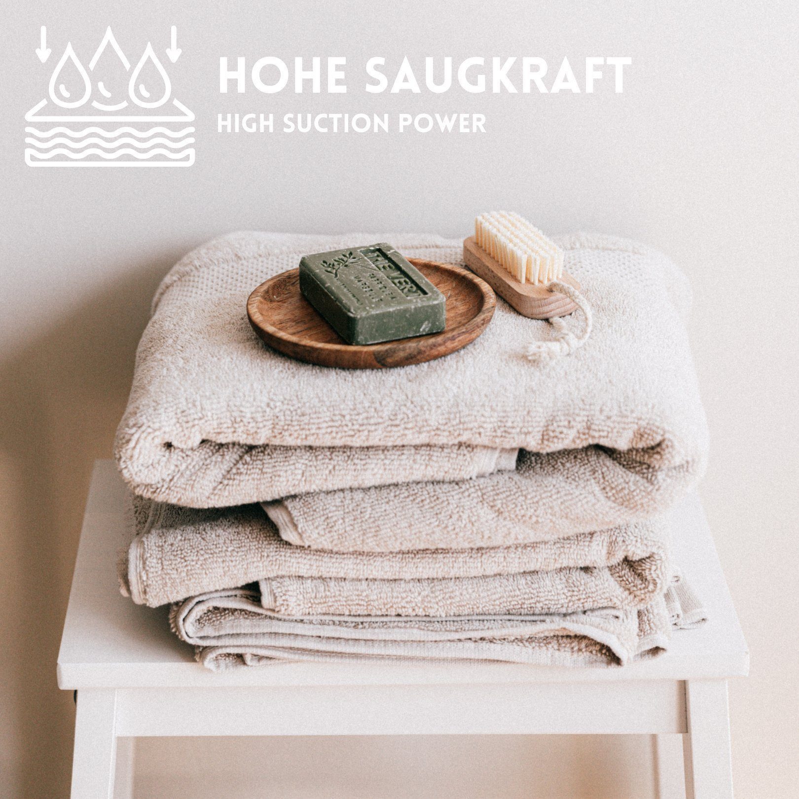 Hometex Premium Textiles Handtuch in nachhaltiger Premium Qualität 450 g/m², 4er Handtücher, Kuschelig weich und sehr saugfähig, Extra flauschige Hotel-Qualität – Bild 2 von 3