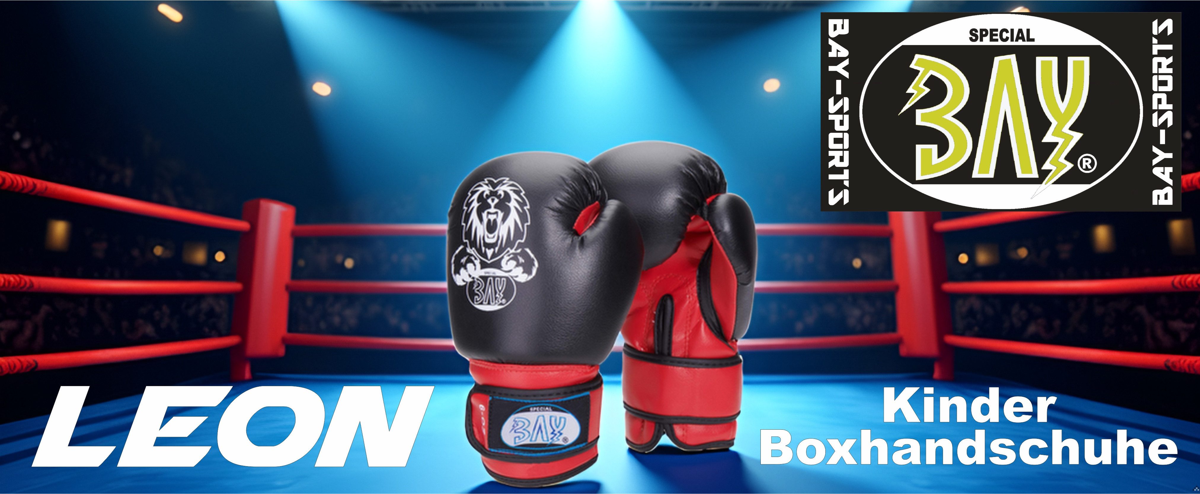 BAY-Sports Boxhandschuhe Leon Kinderboxhandschuhe 2, 4, 6, 8, 10 Unzen UZ, Kids Boxen Kickboxen (Süßer Löwe, 1 Paar), Qualität für Ihre Kinder, Anatomische Passform