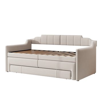 OKWISH Polsterbett Tagesbett, gepolstertes Einzel-Tagesbett mit Rollcontainer (mit Schubladen 90 x 200 cm (190 cm), ohne Matratze